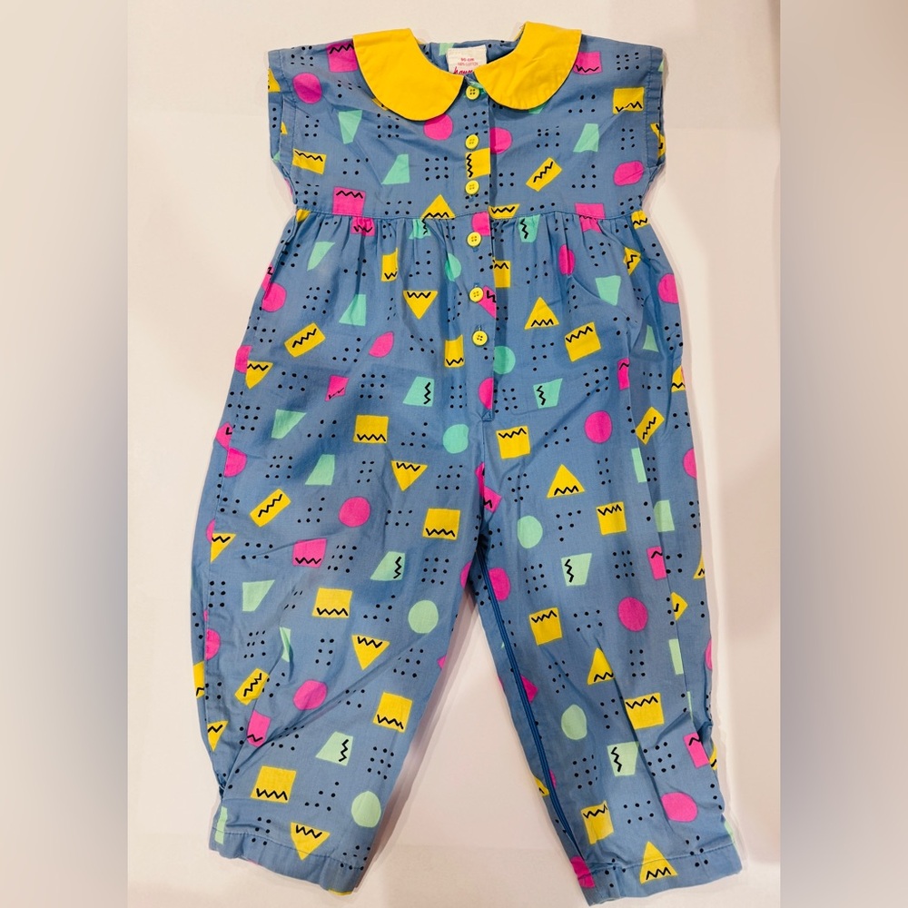 RARE Vintage Hanna Andersson Memphis Geometric Jumpsuit - 90cm (US 2T)